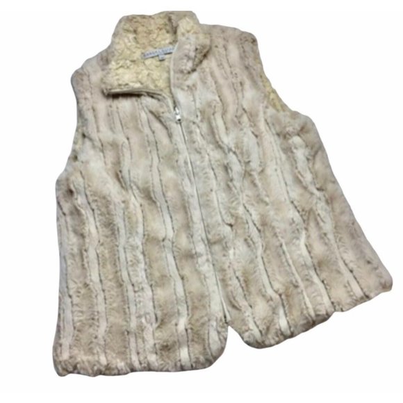 Robert Kitchen Canada Cream Beige Soft Vegan Faux Fur Full Zipper M Vest - Picture 10 of 10